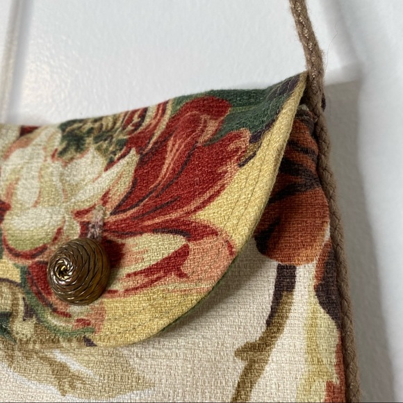 Vintage Susan Todd Bark Cloth Bag Floral Tassel Mini Crossbody - Picture 4 of 11